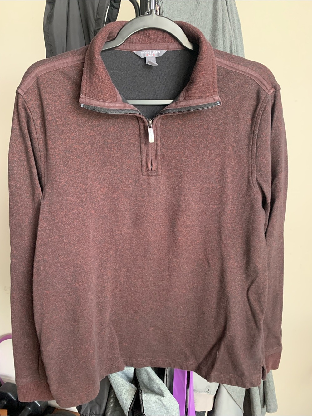 Van Heusen Men's Half-Zip Sweater in Maroon Heather